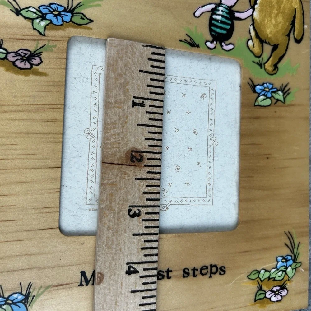 Vintage Disney Classic Pooh Baby My First Steps Picture Frame Wooden Easel Back
